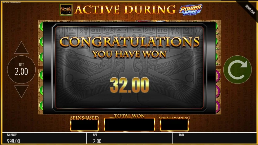 View winning congratulations popup.